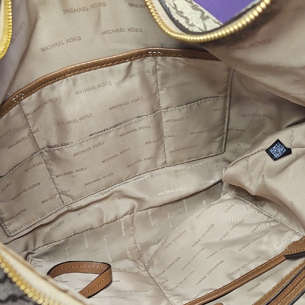 Rare Michael Kors Cream and Brown Logo Bag - Picture 10 of 16